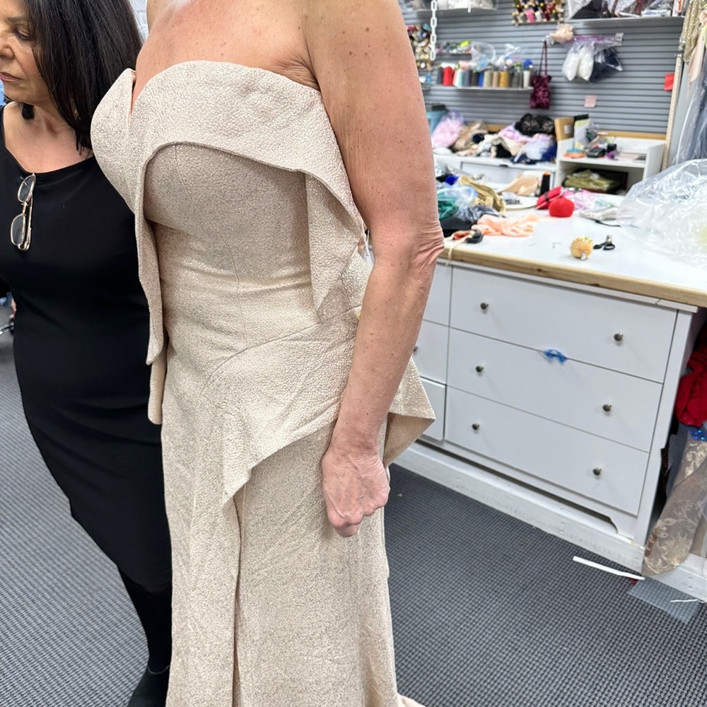 Jovani Silver-Gray Strapless Ruffle Mermaid Gown - Picture 11 of 12